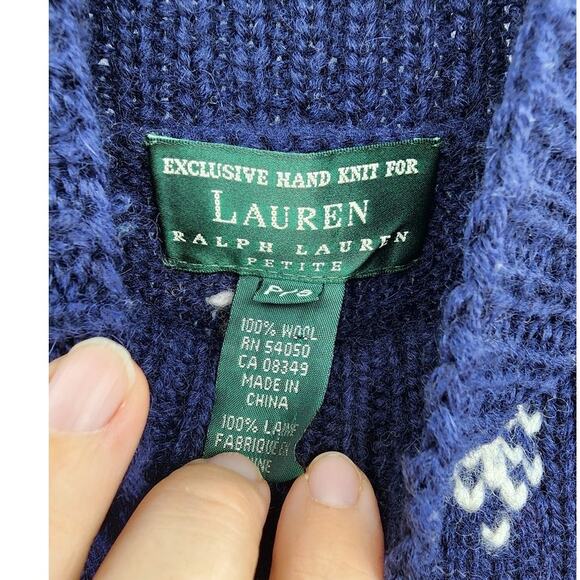 Lauren Ralph Lauren Hand Knitt Winter 100% Wool 2 Sided Holiday Fall Winter - Picture 9 of 9
